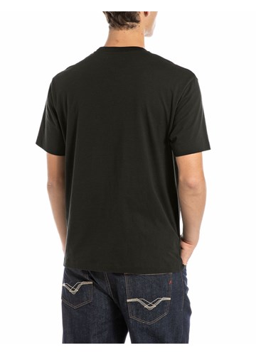 Replay CRNA PAMUČNA MAJICA KRATKIH RUKAVA S DENIM GOODS PRINTOM - 2