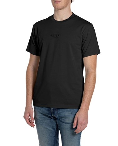 Replay crna pamučna majica s 3d replay logom