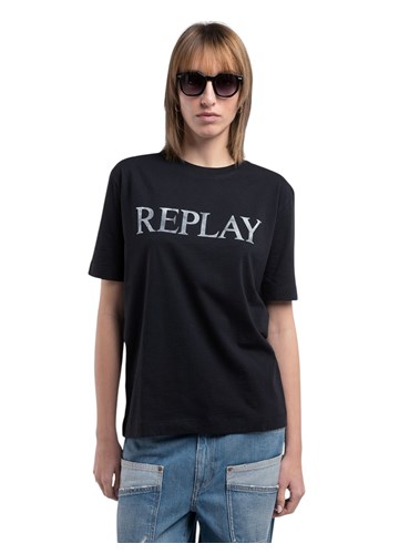 Replay CRNA PAMUČNA MAJICA S REPLAY NATPISOM - 2