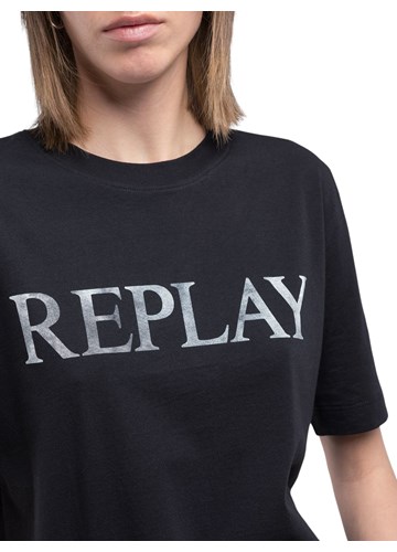 Replay CRNA PAMUČNA MAJICA S REPLAY NATPISOM - 4