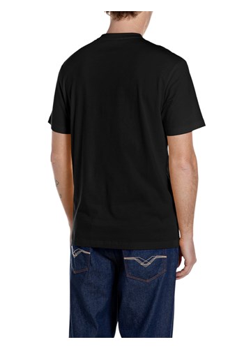 Replay CRNA PAMUČNA MAJICA S DŽEPOM I VINTAGE LOGOTIPOM - 2