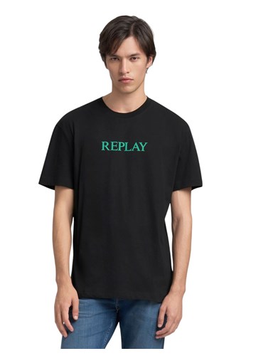 Replay CRNA PAMUČNA MAJICA S KONTRASTNIM REPLAY NATPISOM - 2