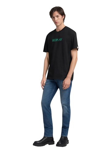 Replay CRNA PAMUČNA MAJICA S KONTRASTNIM REPLAY NATPISOM - 4