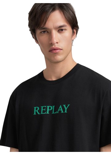 Replay CRNA PAMUČNA MAJICA S KONTRASTNIM REPLAY NATPISOM - 5