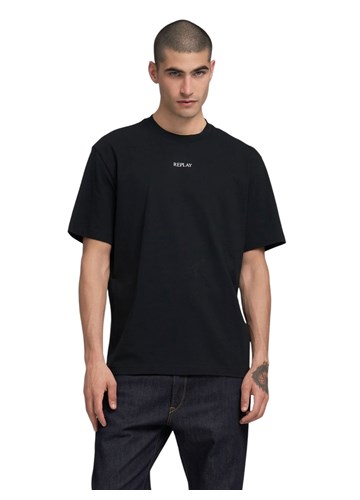 Replay CRNA PAMUČNA MAJICA S MINI REPLAY NATPISOM - 2