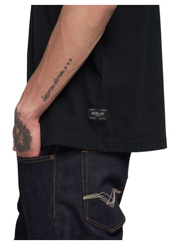 Replay CRNA PAMUČNA MAJICA S MINI REPLAY NATPISOM - 5