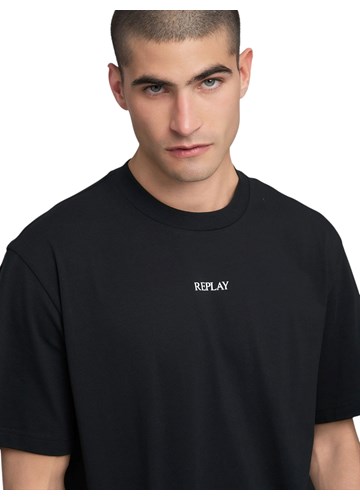 Replay CRNA PAMUČNA MAJICA S MINI REPLAY NATPISOM - 7