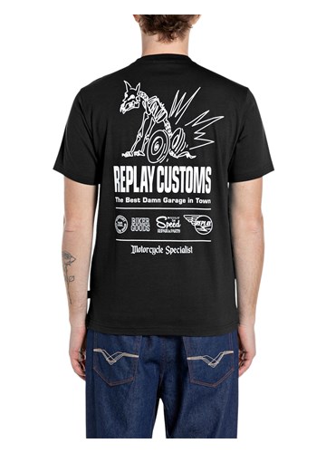 Replay CRNA PAMUČNA MAJICA S PRINTOM REPLAY CUSTOMS - 2