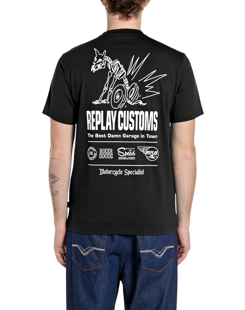 Replay CRNA PAMUČNA MAJICA S PRINTOM REPLAY CUSTOMS - 2