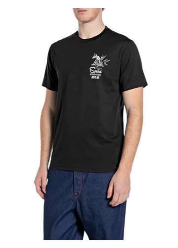 Replay CRNA PAMUČNA MAJICA S PRINTOM REPLAY CUSTOMS - 1