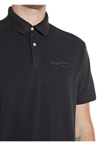 Replay CRNA PAMUČNA LOGO MAJICA S IZVEZENIM LOGOM - 3