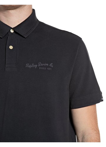 Replay CRNA PAMUČNA LOGO MAJICA S IZVEZENIM LOGOM - 4