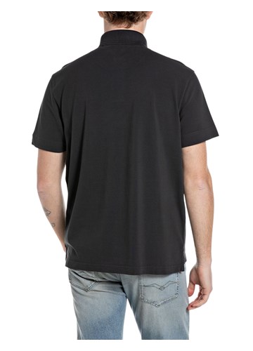 Replay CRNA PAMUČNA LOGO MAJICA S IZVEZENIM LOGOM - 2