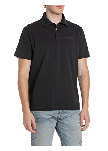 Replay CRNA PAMUČNA LOGO MAJICA S IZVEZENIM LOGOM - 1