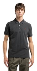 CRNA PAMUČNA POLO MAJICA S LOGOM NA OVRATNIKU - 3