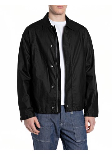 Replay CRNA PRIJELAZNA JAKNA OD LANA I PAMUKA - 1