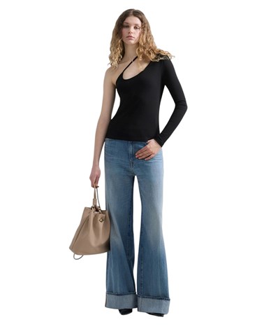 Replay crna rebrasta majica na jedno rame