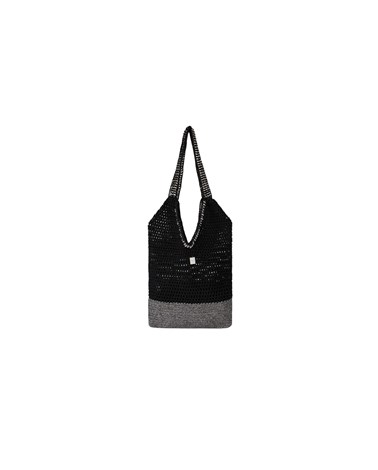 FW3713 A2008A Replay crna shopper torba od mrežastog pamuka i metalnih detalja Replay crna shopper torba od mrežastog pamuka i metalnih detalja