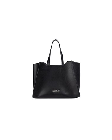 Replay crna shopper torba s metalnim replay slovima