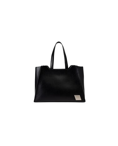 Replay crna shopper torba s metalnom etiketom