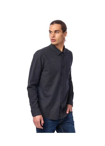 Replay TAMNO PLAVA SLIM FIT KOŠULJA OD MJEŠAVINE PAMUKA I LANA - 2