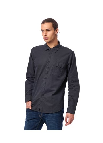Replay TAMNO PLAVA SLIM FIT KOŠULJA OD MJEŠAVINE PAMUKA I LANA - 3