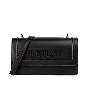 Replay crna torbica s reljefnim logom u istoj boji