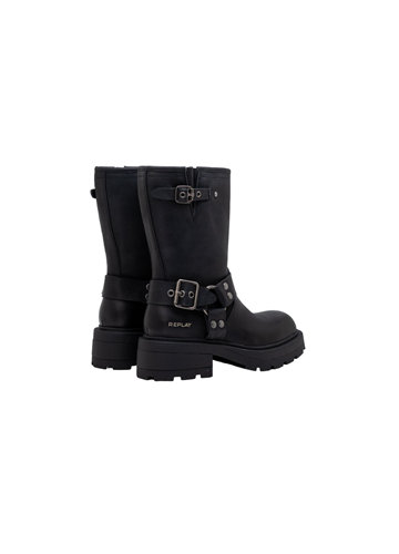 Replay CRNE BRIGITTE BOOT ČIZME S TROSTRUKIM REMENOM - 3