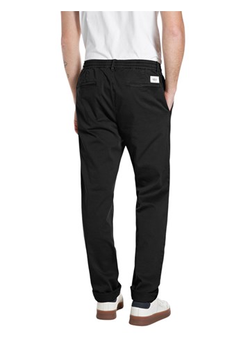 Replay CRNE COMFORT FIT CHINO HLAČE OD PAMUKA S VEZICAMA - 2