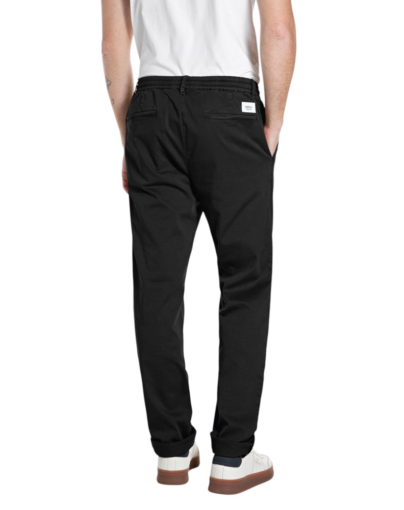 Replay CRNE COMFORT FIT CHINO HLAČE OD PAMUKA S VEZICAMA - 2
