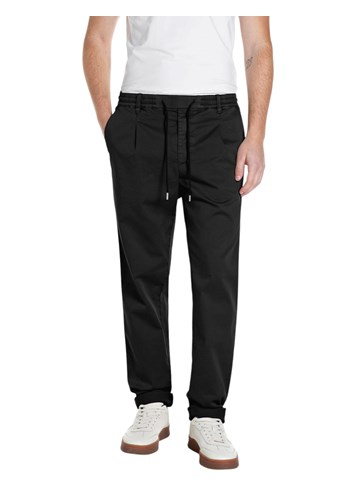 Replay CRNE COMFORT FIT CHINO HLAČE OD PAMUKA S VEZICAMA - 1