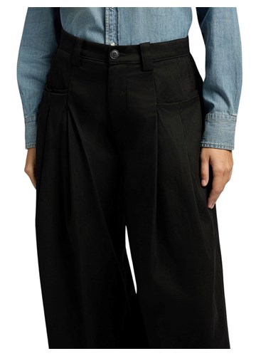 Replay CRNE HLAČE OPUŠTENOG KROJA OD CAVARLY TKANINE - 5 Replay CRNE HLAČE OPUŠTENOG KROJA OD CAVARLY TKANINE - 5