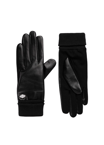 Replay CRNE KOŽNE RUKAVICE S MINI METALIZIRANIM LOGOTIPOM - 2
