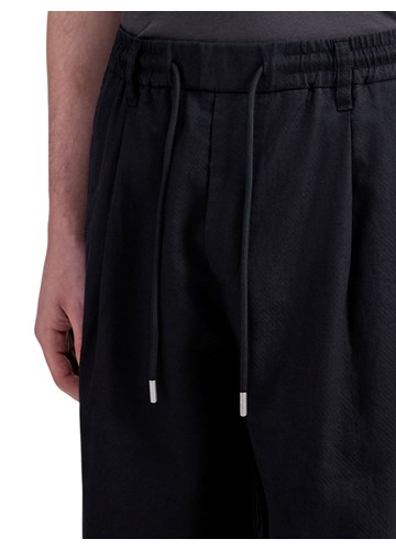 Replay CRNE KRATKE HLAČE REGULARNOG KROJA OD LANA I PAMUKA - 5