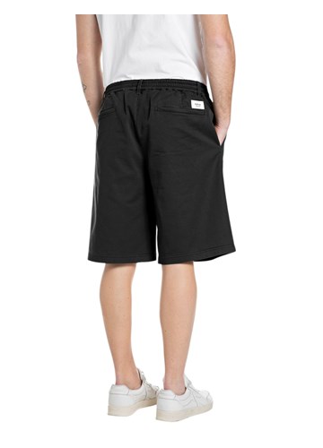 Replay CRNE KRATKE HLAČE REGULARNOG KROJA OD LANA I PAMUKA - 2