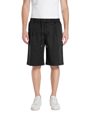 Replay crne kratke hlače regularnog kroja od lana i pamuka