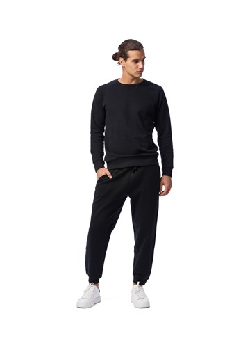 Replay CRNI PAMUČNI DONJI DIO TRENIRKE S LOGOTIP ETIKETOM - 1