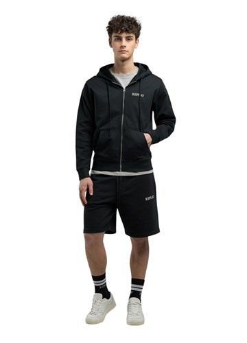 Replay CRNI SWEATSHIRT S KAPULJAČOM I IZVEZENIM LOGOM - 1 Replay CRNI SWEATSHIRT S KAPULJAČOM I IZVEZENIM LOGOM - 1