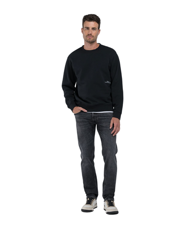 Replay crni earth made sweatshirt s mini natpisom
