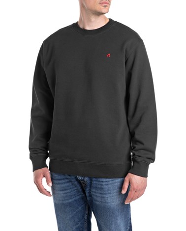 Replay crni basic sweatshirt s crvenim logom