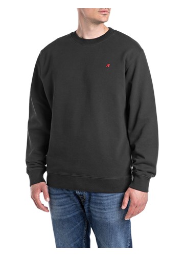 Replay CRNI BASIC SWEATSHIRT S CRVENIM LOGOM - 1