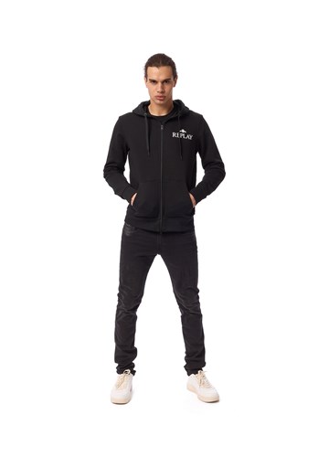 Replay CRNI HOODIE S REPLAY ARCHIVE LOGOTIPOM - 1