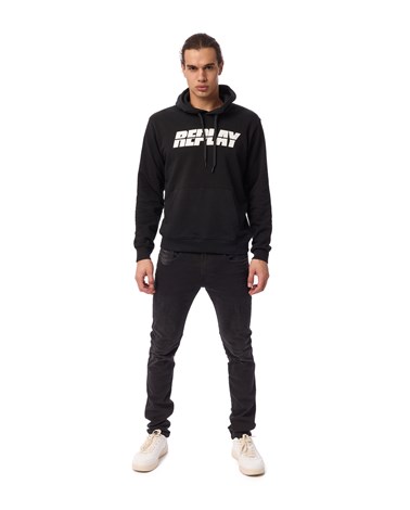 Replay crni hoodie s bold replay natpisom