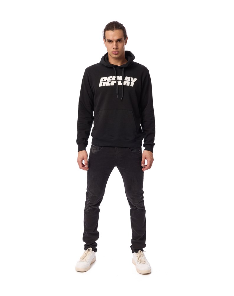 Replay CRNI HOODIE S BOLD REPLAY NATPISOM - 1
