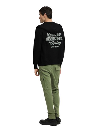 Replay CRNI KARDIGAN S KAPULJAČOM I PRINTOM - 1