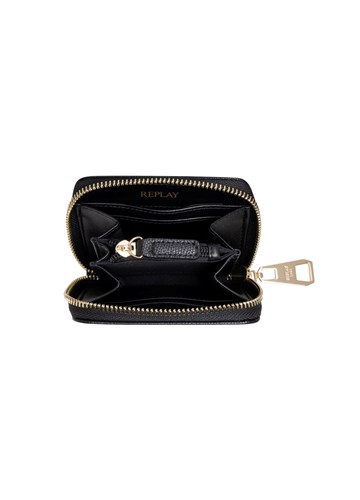 Replay CRNI MALI NOVČANIK S TEKSTUROM I ZLATNIM LOGOM - 3