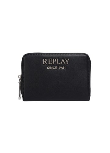 Replay CRNI NOVČANIK SE ZIPOM I UTISNUTIM LOGOTIPOM - 1
