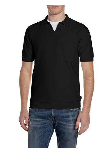 Replay CRNI PAMUČNI PULOVER KRATKIH RUKAVA - 1