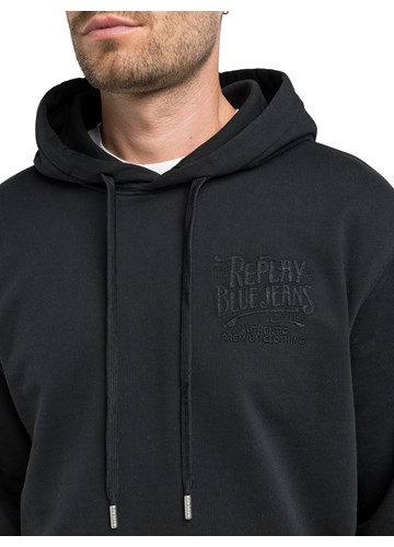 Replay CRNI PAMUČNI SWEATSHIRT S KAPULJAČOM I IZVEZENIM REPLAY NATPISOM - 3