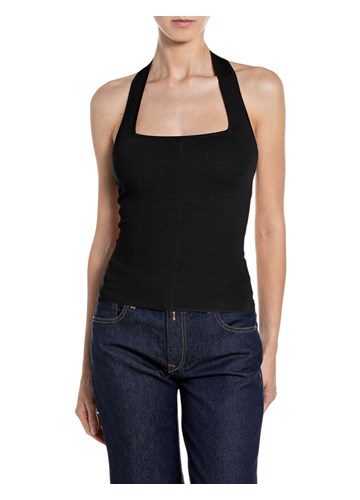 Replay CRNI PLETENI HALTER TOP S OTVORENIM LEĐIMA - 1